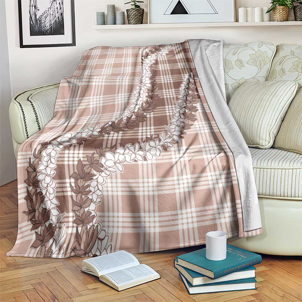 Beige Hawaii Palaka Blanket Hawaiian Honohono Lei
