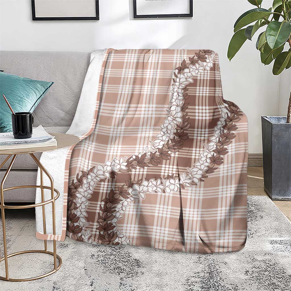 Beige Hawaii Palaka Blanket Hawaiian Honohono Lei
