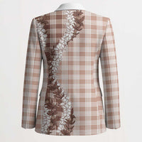 Beige Hawaii Palaka Blazer Hawaiian Honohono Lei