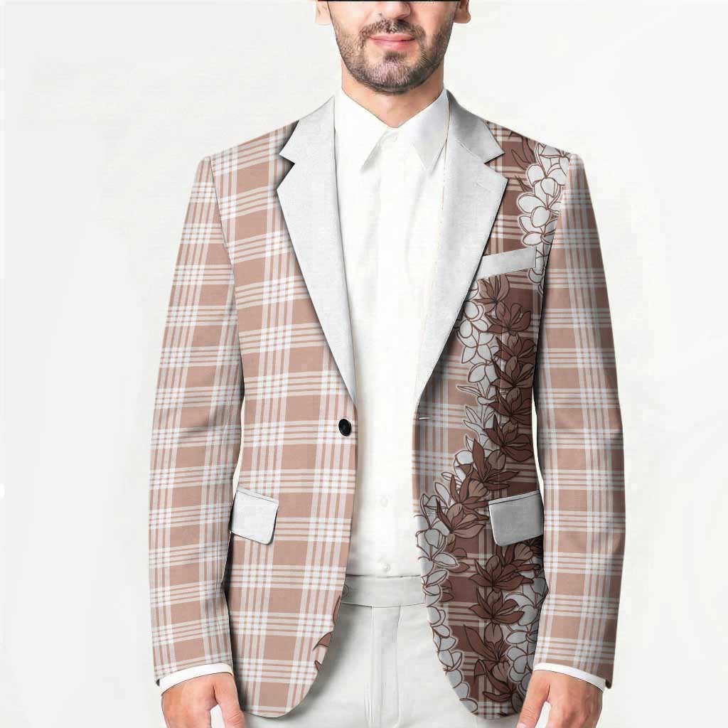 Beige Hawaii Palaka Blazer Hawaiian Honohono Lei