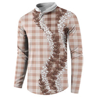 Beige Hawaii Palaka Button Sweatshirt Hawaiian Honohono Lei