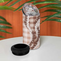 Beige Hawaii Palaka 4 in 1 Can Cooler Tumbler Hawaiian Honohono Lei