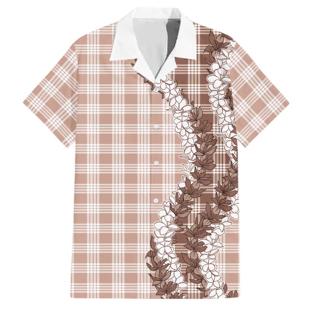 Beige Hawaii Palaka Family Matching Off The Shoulder Long Sleeve Dress and Hawaiian Shirt Hawaiian Honohono Lei LT05 Dad's Shirt - Short Sleeve Beige - Polynesian Pride