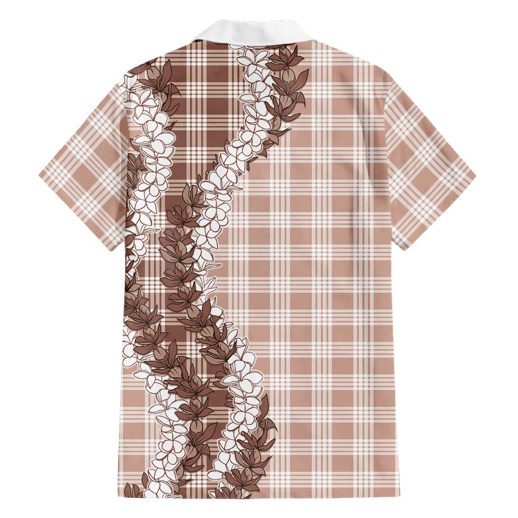 Beige Hawaii Palaka Family Matching Short Sleeve Bodycon Dress and Hawaiian Shirt Hawaiian Honohono Lei LT05 - Polynesian Pride
