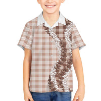 Beige Hawaii Palaka Family Matching Short Sleeve Bodycon Dress and Hawaiian Shirt Hawaiian Honohono Lei LT05 Son's Shirt Beige - Polynesian Pride