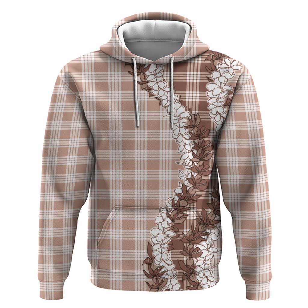 Beige Hawaii Palaka Hoodie Hawaiian Honohono Lei