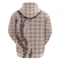 Beige Hawaii Palaka Hoodie Hawaiian Honohono Lei