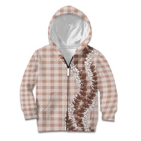 Beige Hawaii Palaka Kid Hoodie Hawaiian Honohono Lei