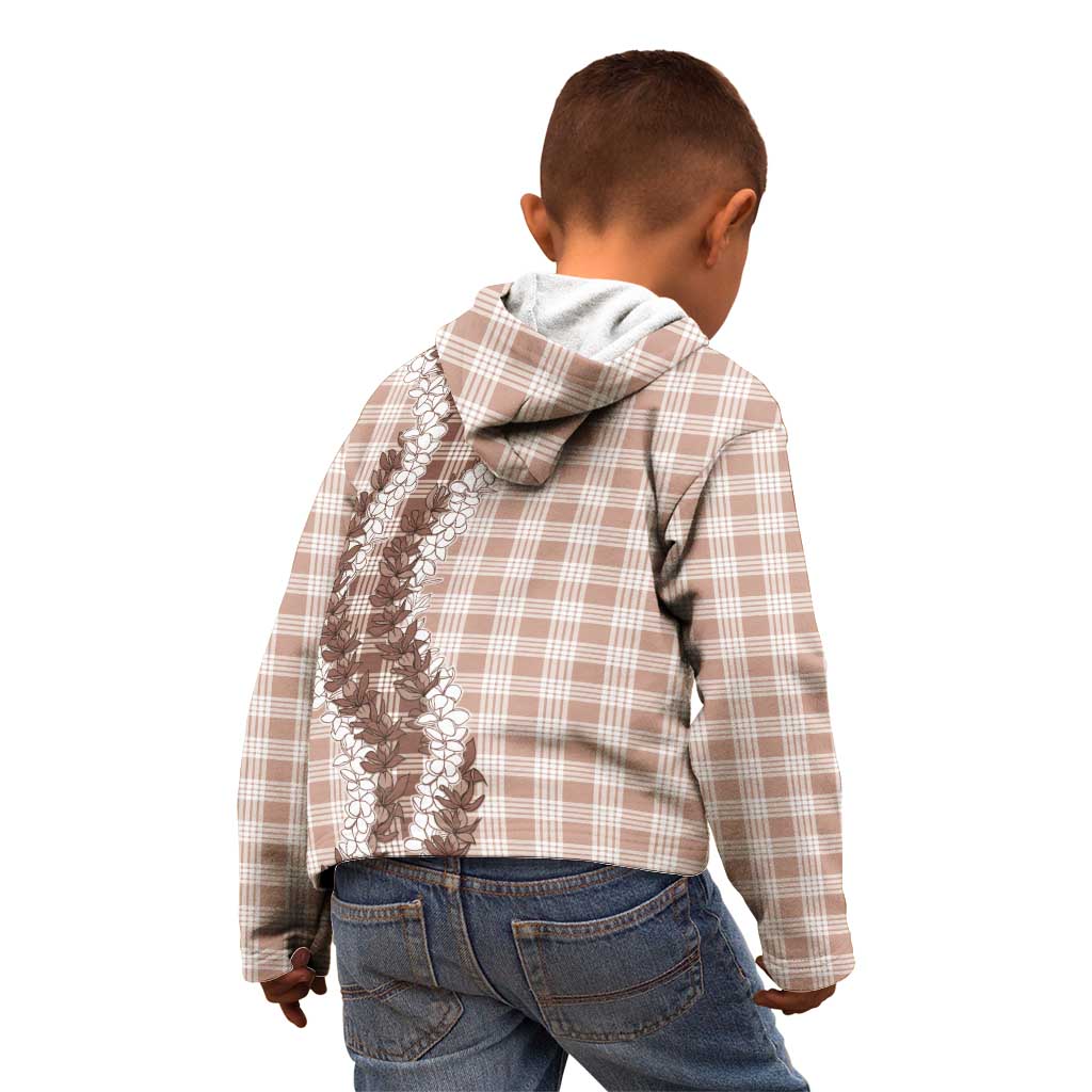 Beige Hawaii Palaka Kid Hoodie Hawaiian Honohono Lei