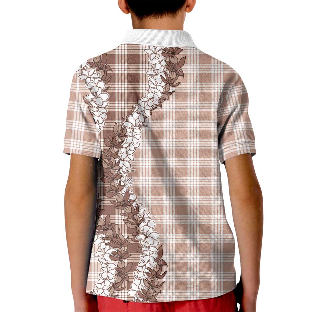 Beige Hawaii Palaka Kid Polo Shirt Hawaiian Honohono Lei