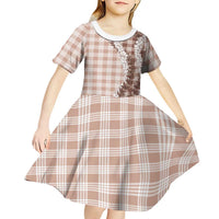 Beige Hawaii Palaka Kid Short Sleeve Dress Hawaiian Honohono Lei LT05 - Polynesian Pride