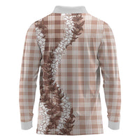 Beige Hawaii Palaka Long Sleeve Polo Shirt Hawaiian Honohono Lei LT05 - Polynesian Pride