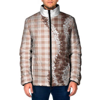 Beige Hawaii Palaka Padded Jacket Hawaiian Honohono Lei