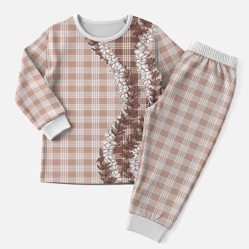 Beige Hawaii Palaka Pajama Set Hawaiian Honohono Lei LT05 Men Beige - Polynesian Pride