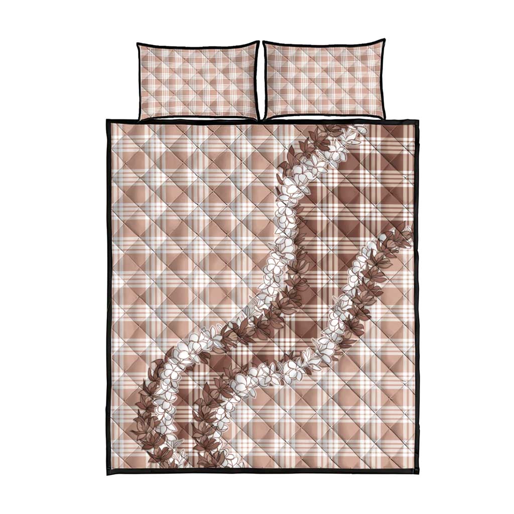 Beige Hawaii Palaka Quilt Bed Set Hawaiian Honohono Lei