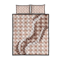 Beige Hawaii Palaka Quilt Bed Set Hawaiian Honohono Lei