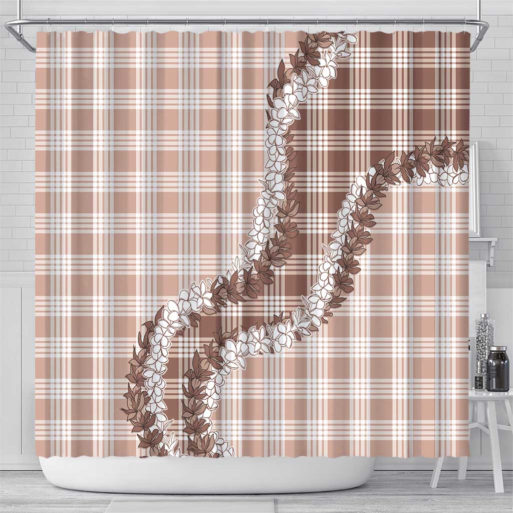 Beige Hawaii Palaka Shower Curtain Hawaiian Honohono Lei