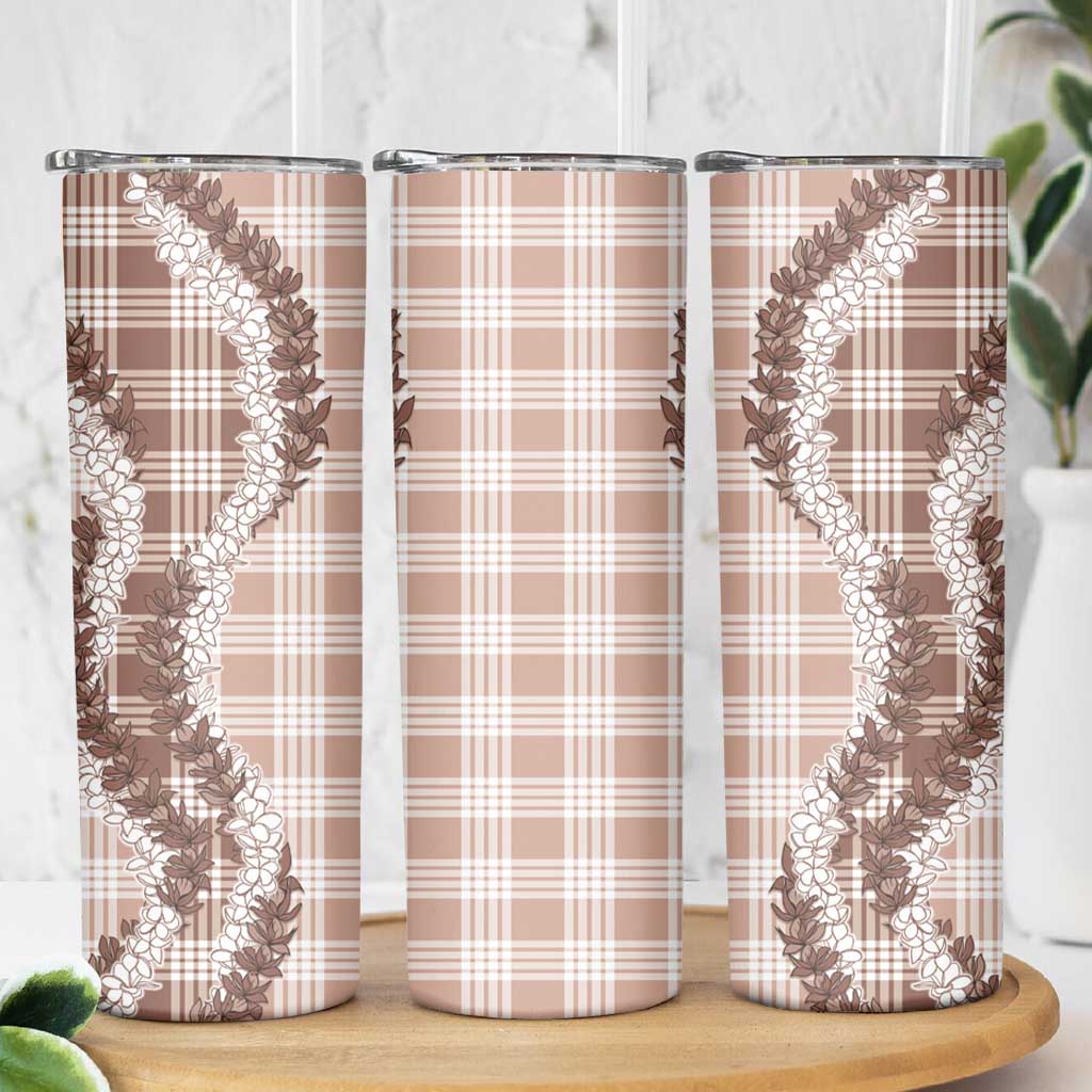Beige Hawaii Palaka Skinny Tumbler Hawaiian Honohono Lei LT05 - Polynesian Pride
