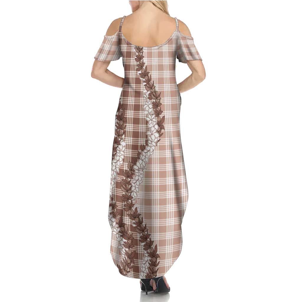 Beige Hawaii Palaka Summer Maxi Dress - Hawaiian Honohono Lei LT05 - Polynesian Pride