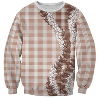 Beige Hawaii Palaka Sweatshirt Hawaiian Honohono Lei