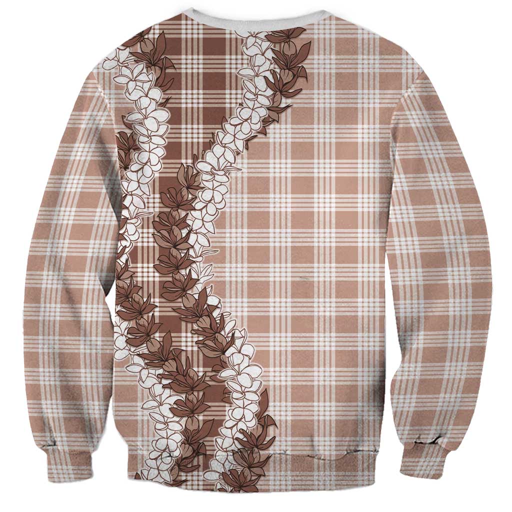 Beige Hawaii Palaka Sweatshirt Hawaiian Honohono Lei