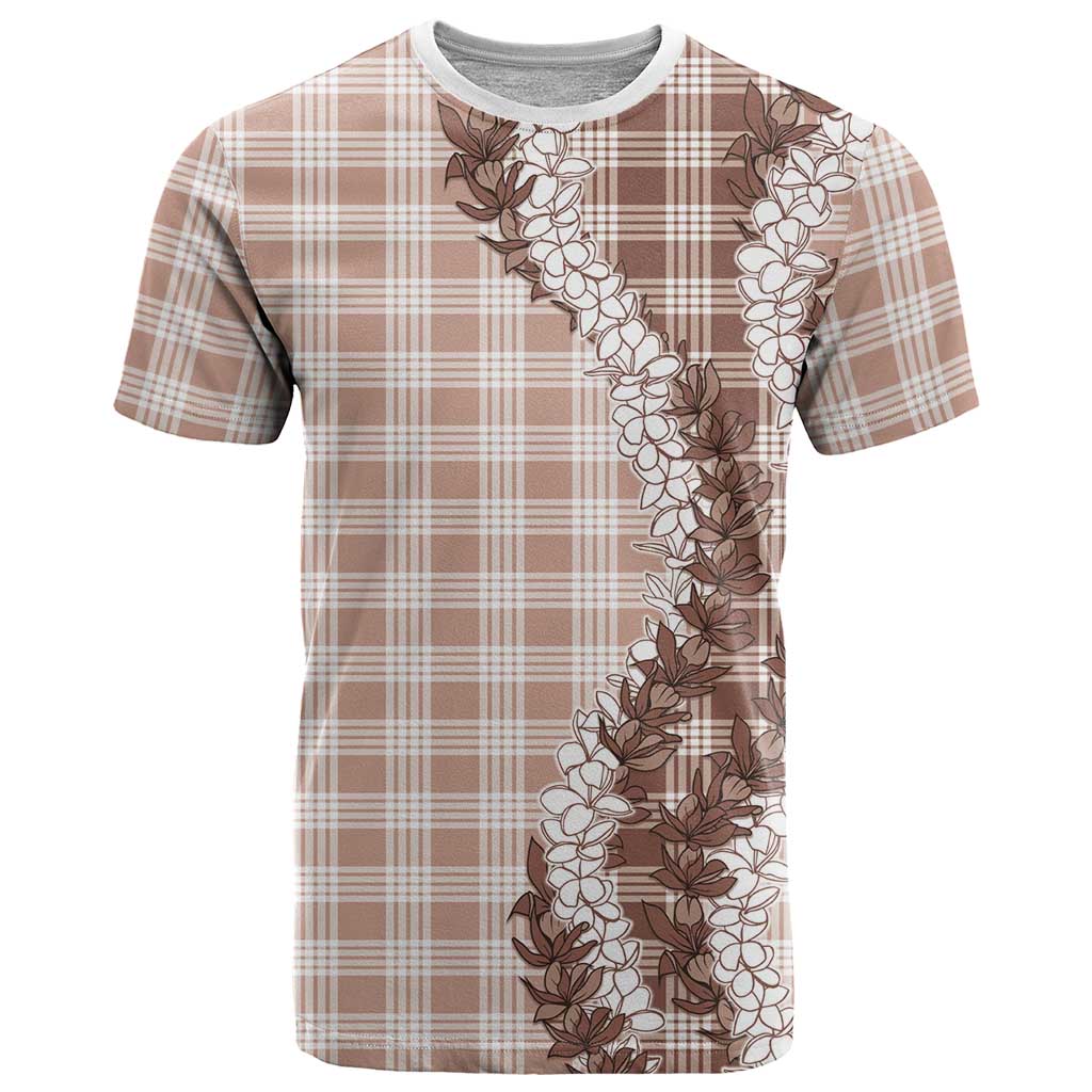 Beige Hawaii Palaka T Shirt Hawaiian Honohono Lei