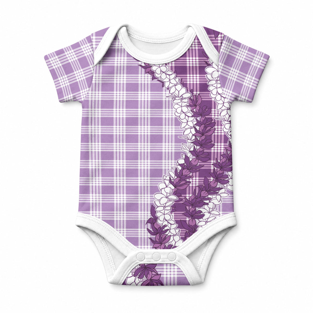 Violet Hawaii Palaka Baby Onesie Hawaiian Honohono Lei
