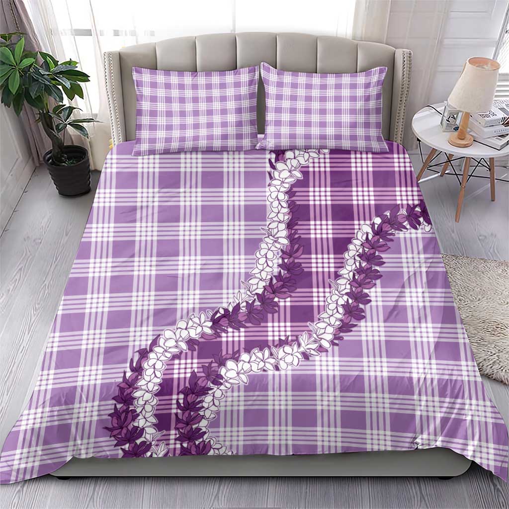 Violet Hawaii Palaka Bedding Set Hawaiian Honohono Lei