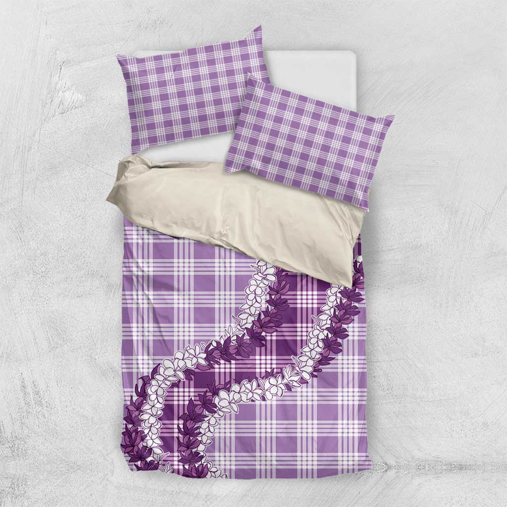 Violet Hawaii Palaka Bedding Set Hawaiian Honohono Lei