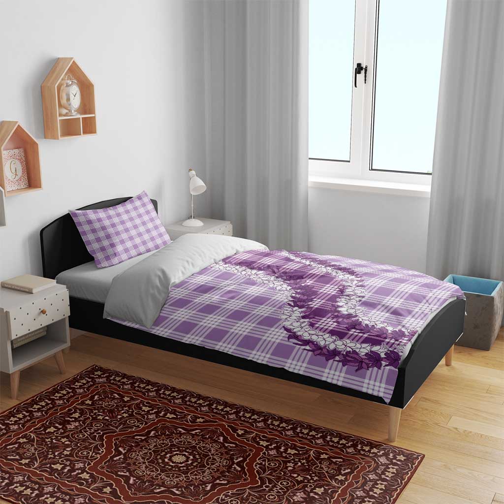 Violet Hawaii Palaka Bedding Set Hawaiian Honohono Lei