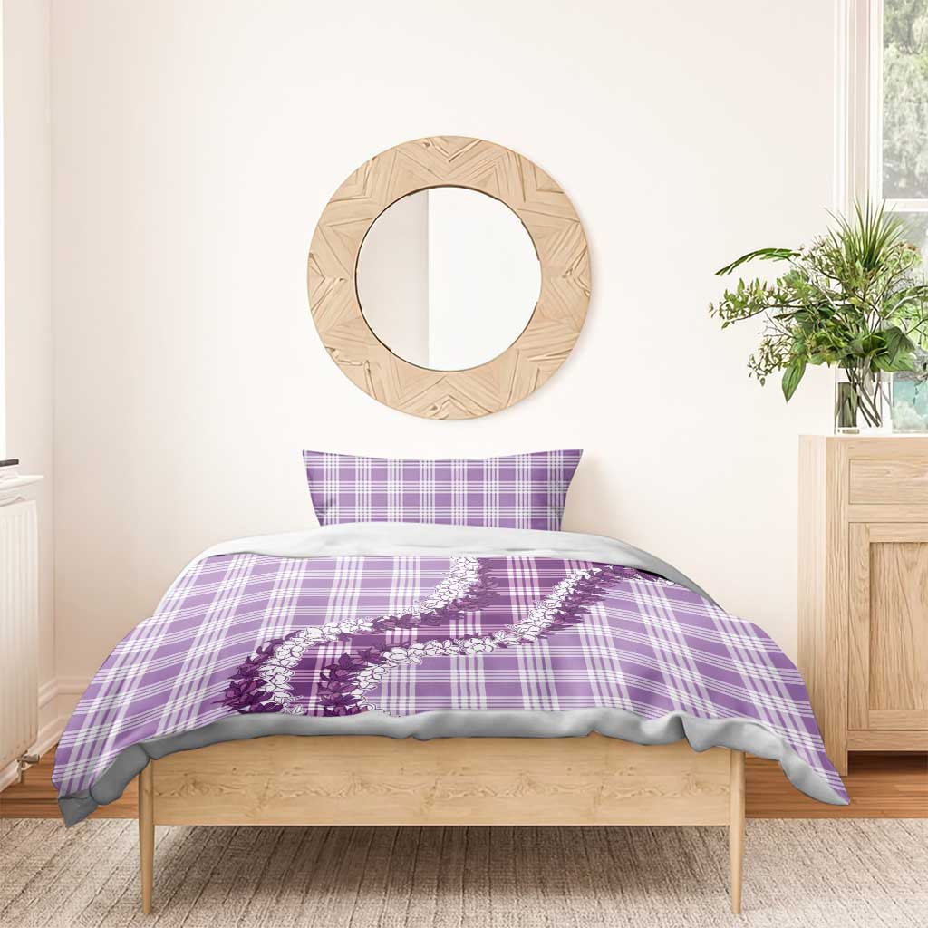 Violet Hawaii Palaka Bedding Set Hawaiian Honohono Lei