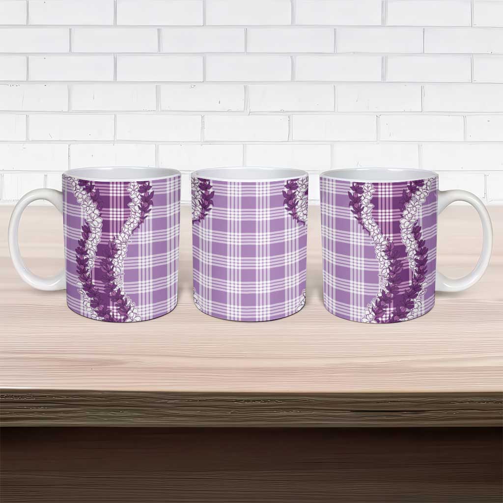 Violet Hawaii Palaka Ceramic Mug Hawaiian Honohono Lei