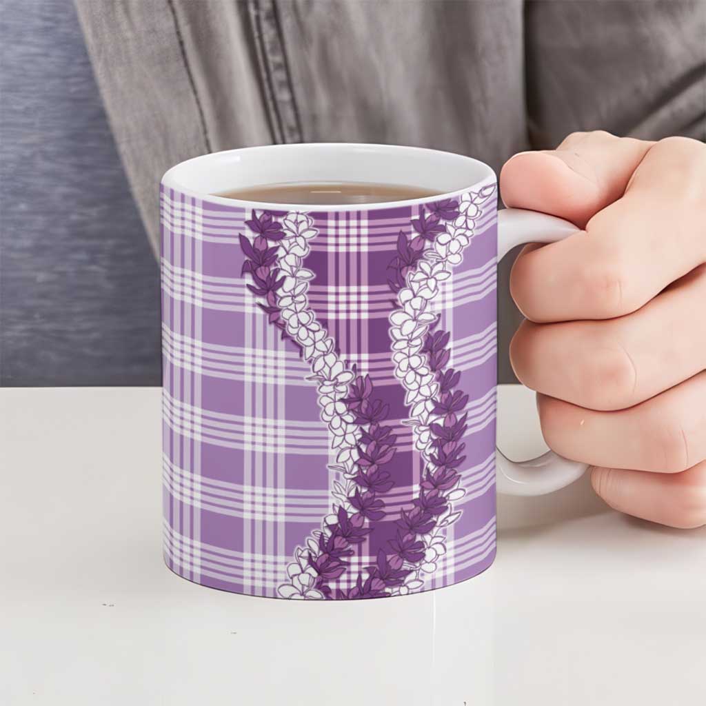 Violet Hawaii Palaka Ceramic Mug Hawaiian Honohono Lei