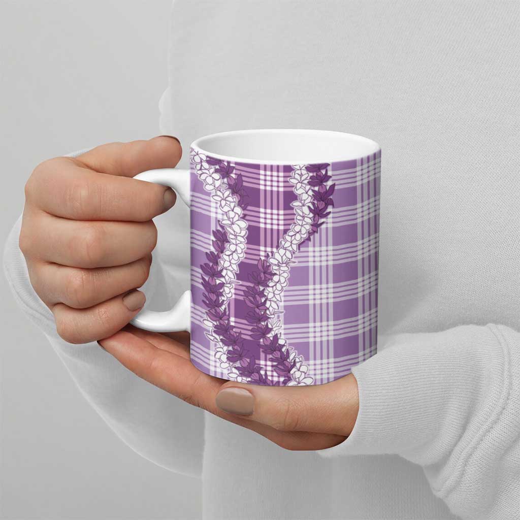Violet Hawaii Palaka Ceramic Mug Hawaiian Honohono Lei