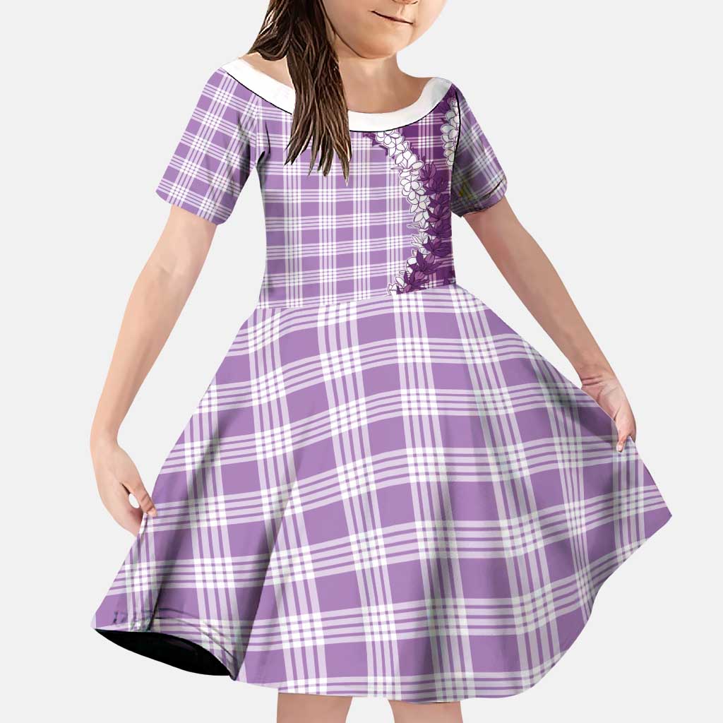 Violet Hawaii Palaka Family Matching Mermaid Dress and Hawaiian Shirt Hawaiian Honohono Lei LT05 Daughter's Dress Violet - Polynesian Pride