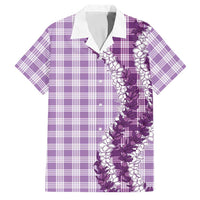 Violet Hawaii Palaka Family Matching Puletasi and Hawaiian Shirt Hawaiian Honohono Lei