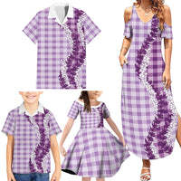 Violet Hawaii Palaka Family Matching Summer Maxi Dress and Hawaiian Shirt Hawaiian Honohono Lei LT05 - Polynesian Pride