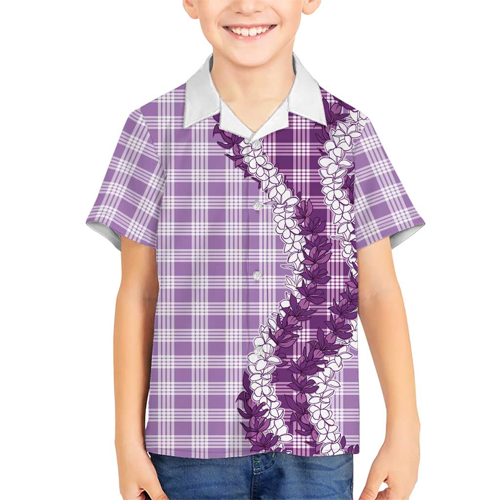 Violet Hawaii Palaka Family Matching Tank Maxi Dress and Hawaiian Shirt Hawaiian Honohono Lei LT05 Son's Shirt Violet - Polynesian Pride