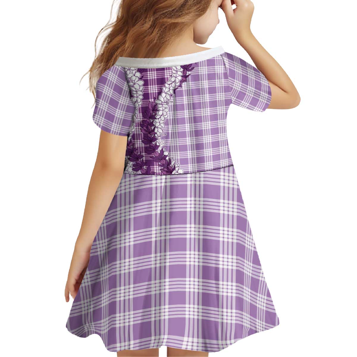 Violet Hawaii Palaka Kid Short Sleeve Dress Hawaiian Honohono Lei
