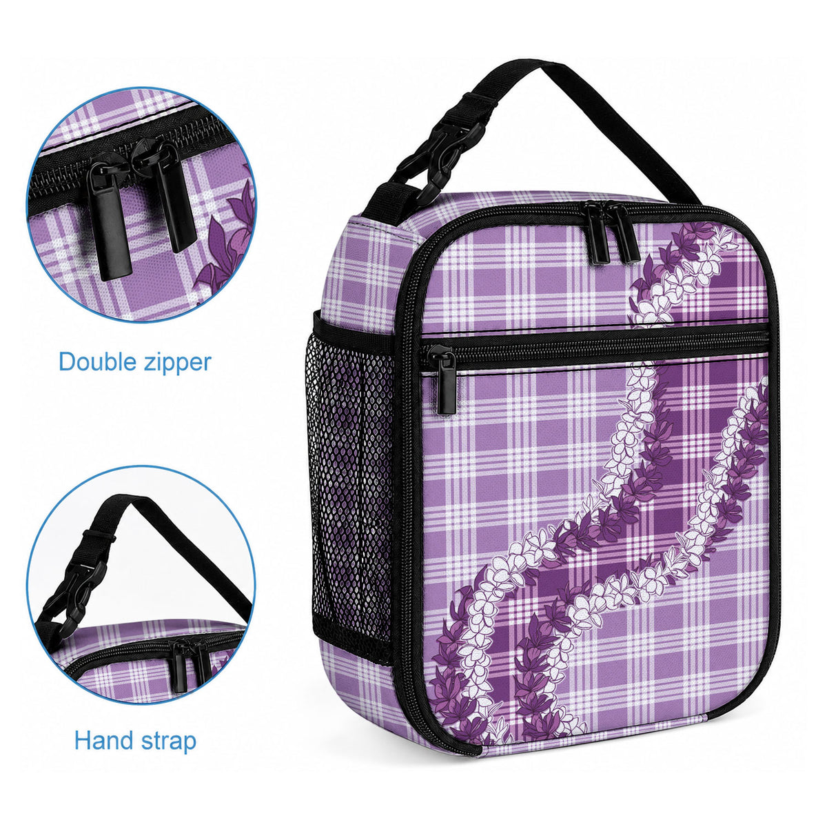 Violet Hawaii Palaka Lunch Bag Hawaiian Honohono Lei