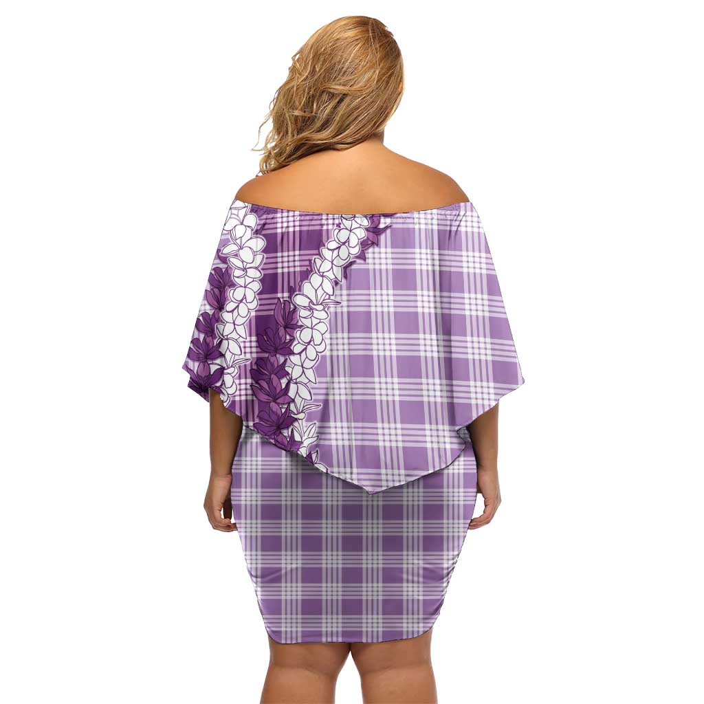 Violet Hawaii Palaka Off Shoulder Short Dress Hawaiian Honohono Lei