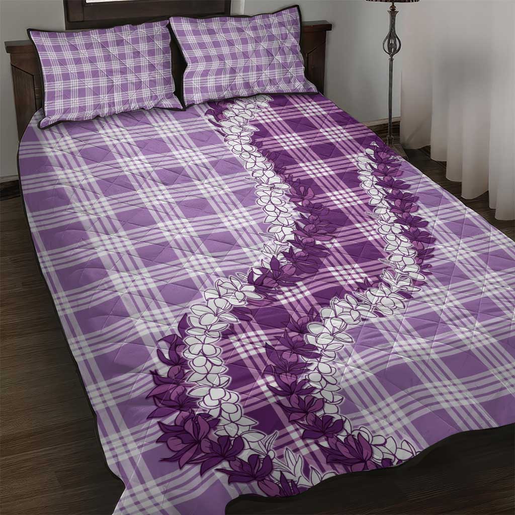 Violet Hawaii Palaka Quilt Bed Set Hawaiian Honohono Lei