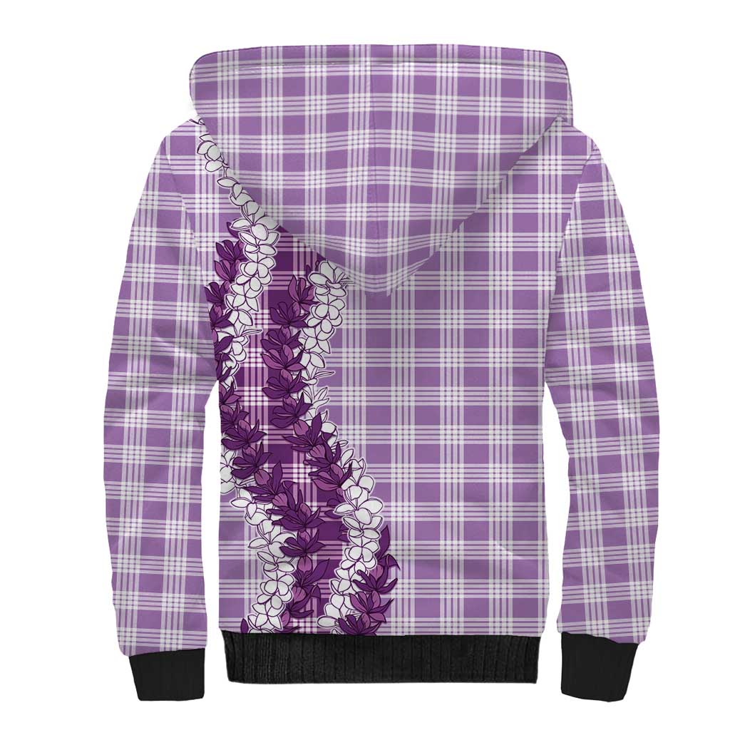 Violet Hawaii Palaka Sherpa Hoodie Hawaiian Honohono Lei LT05 - Polynesian Pride