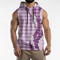 Violet Hawaii Palaka Sleeveless Hoodie Hawaiian Honohono Lei