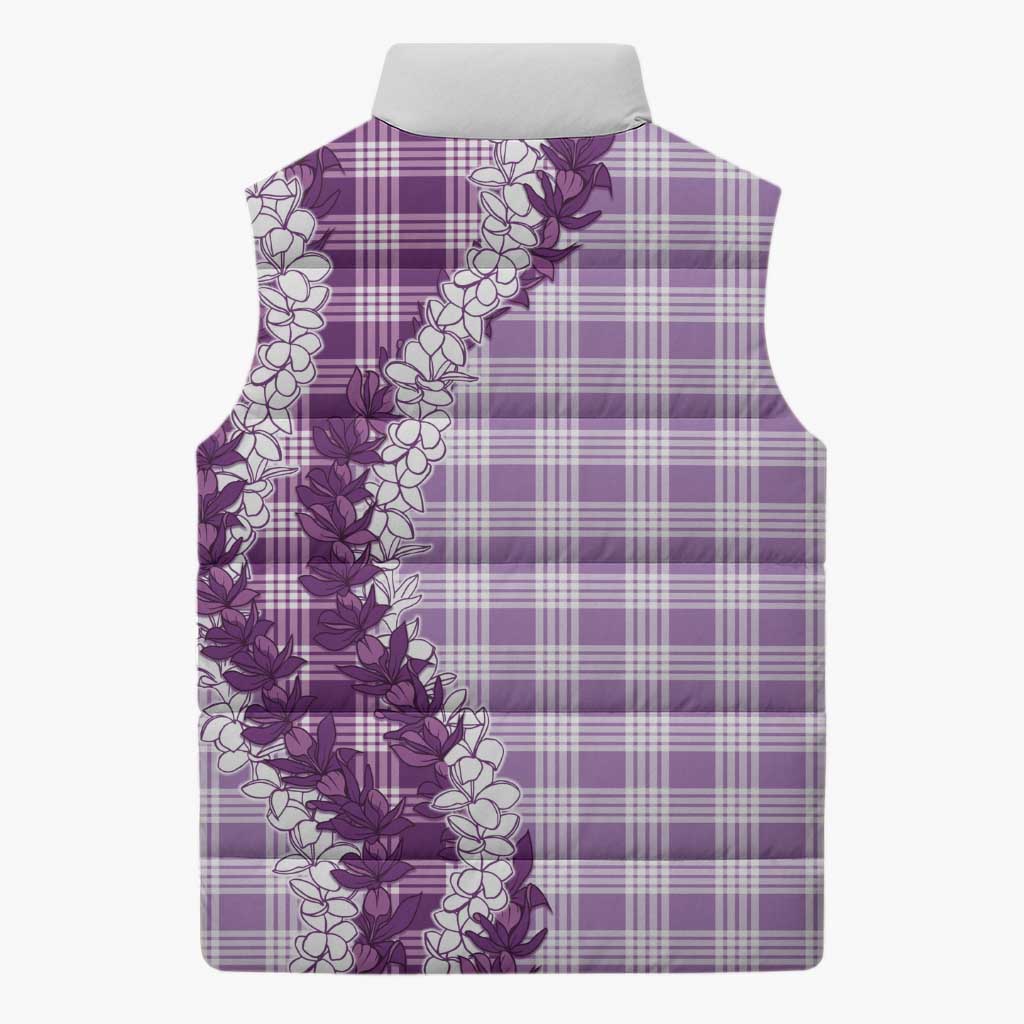 Violet Hawaii Palaka Sleeveless Puffer Jacket Hawaiian Honohono Lei LT05 - Polynesian Pride