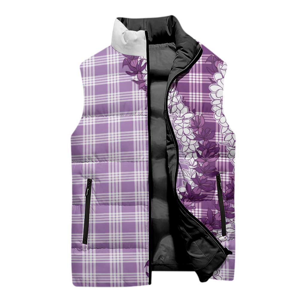 Violet Hawaii Palaka Sleeveless Puffer Jacket Hawaiian Honohono Lei LT05 - Polynesian Pride
