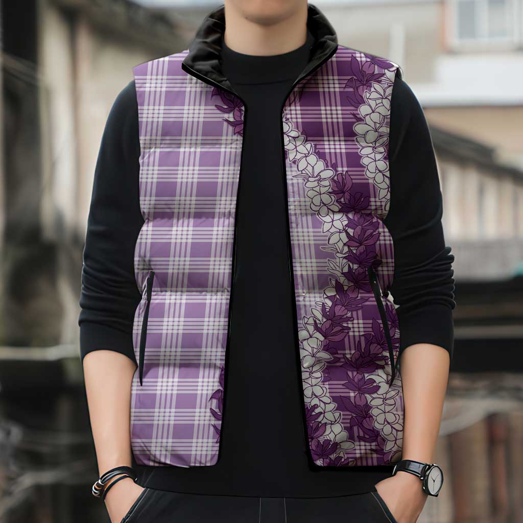 Violet Hawaii Palaka Sleeveless Puffer Jacket Hawaiian Honohono Lei LT05 - Polynesian Pride