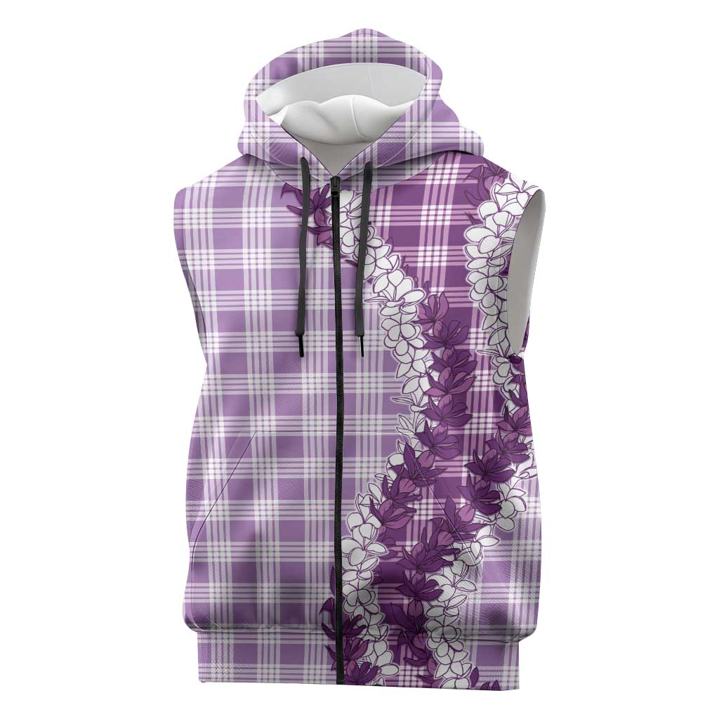 Violet Hawaii Palaka Sleeveless Zip Hoodie Hawaiian Honohono Lei LT05 Violet - Polynesian Pride