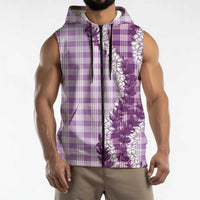 Violet Hawaii Palaka Sleeveless Zip Hoodie Hawaiian Honohono Lei LT05 - Polynesian Pride