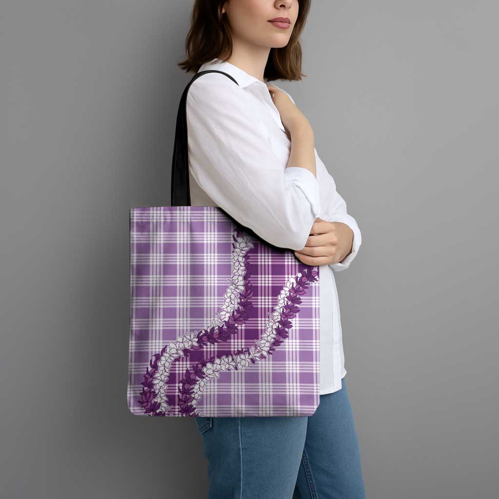 Violet Hawaii Palaka Tote Bag Hawaiian Honohono Lei